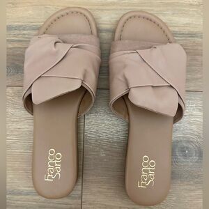 Franco Sarto Women's Light Pink Leather Twist Slide Sandals